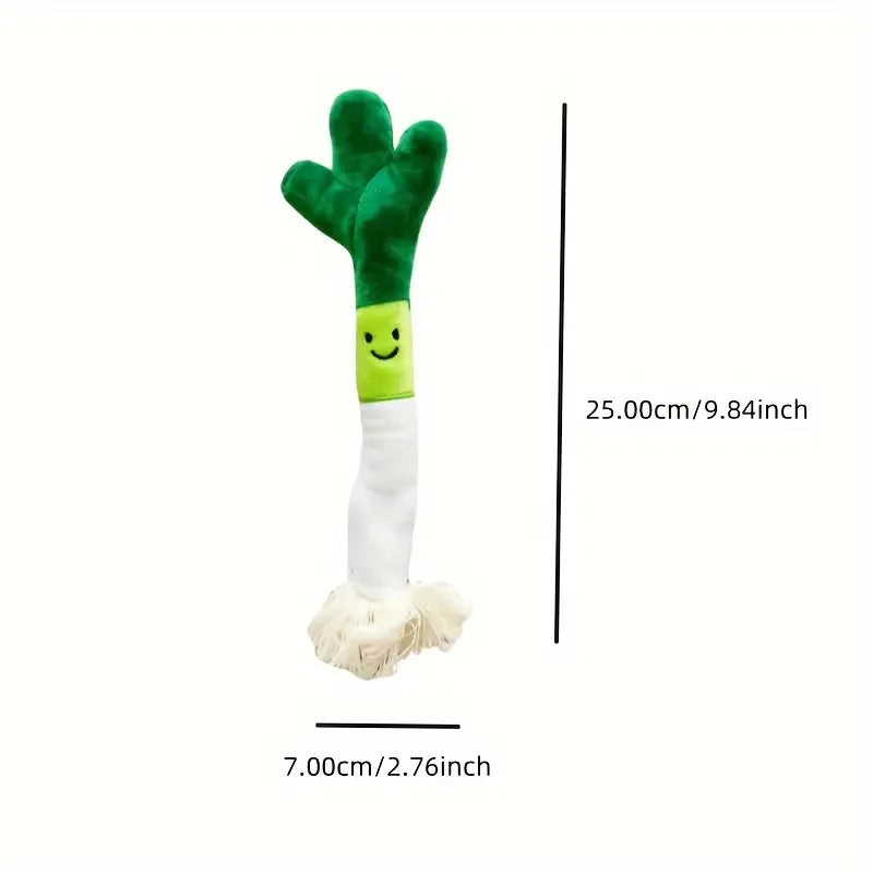 Cute Scallion Shaped Plush Pet Toy Bite Proof Chewing Toy Teeth Cleaning Sound Interactive Play Supplies For Small Medium Pets
